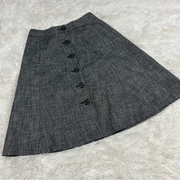 Banana Republic | Gray Marled Button Front A-line Skirt Stretch Size 4 - Picture 11 of 11